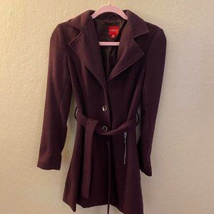 Guess Plum Fit and Flare Wool Coat Size XS